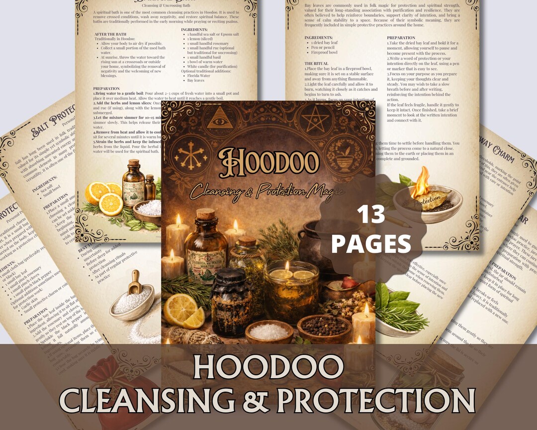 Hoodoo Cleansing & Protection Spells PDF, Printable Grimoire, Spiritual ...