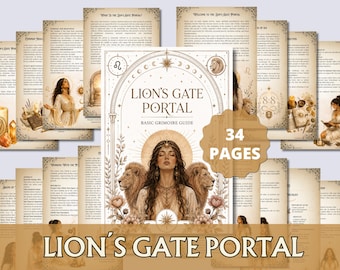 Lion's Gate Portal Guide | Printable Grimoire PDF | Lion's Gate Rituals, Meditation, Tarot Spread, Journal & Manifestation
