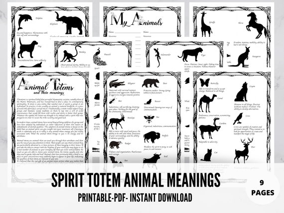 Animal Totem Meanings Grimoire Pages (PDF Download)