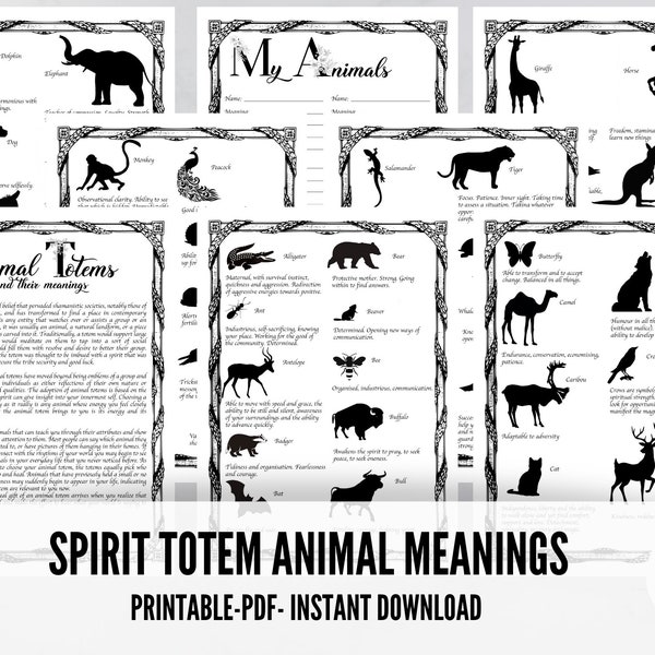 Animal Totem, Spirit Totem Animal Meanings, Grimoire Book of Shadows Pages