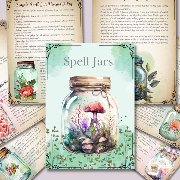 SPELL JARS. Beautiful pages for your Book Of Shadows. Instant download.