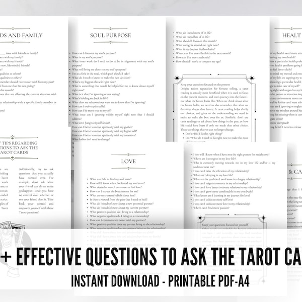 101+ Effective Questions To Ask The Tarot Cards, instant download