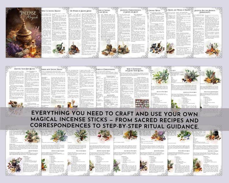 Incense Magick Grimoire Printable • Book of Shadows Pages for Smoke ...