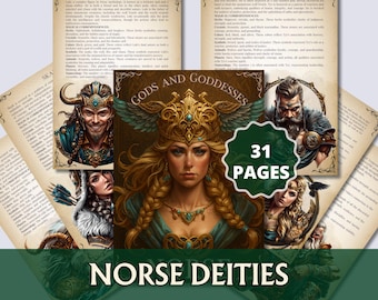 Norse Gods and Goddesses Grimoire – Viking Pagan Mythology Printable | Odin, Freyja, Loki, Thor & Norse Deities guide