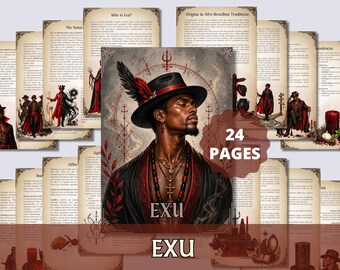 Exu Grimoire Printable PDF, Umbanda Candomble Spiritual Guide, Ritual Pages, Prayers, Offerings, Crossroads Journal