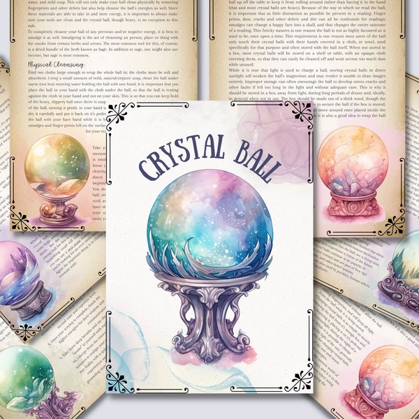 Crystal Ball. Beautiful pages for your Book Of Shadows. Instant Download.