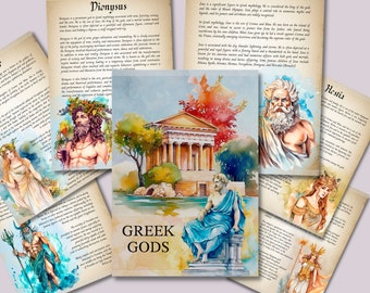 GREEK GODS. Beautiful pages for your Book Of Shadows. Instant download.