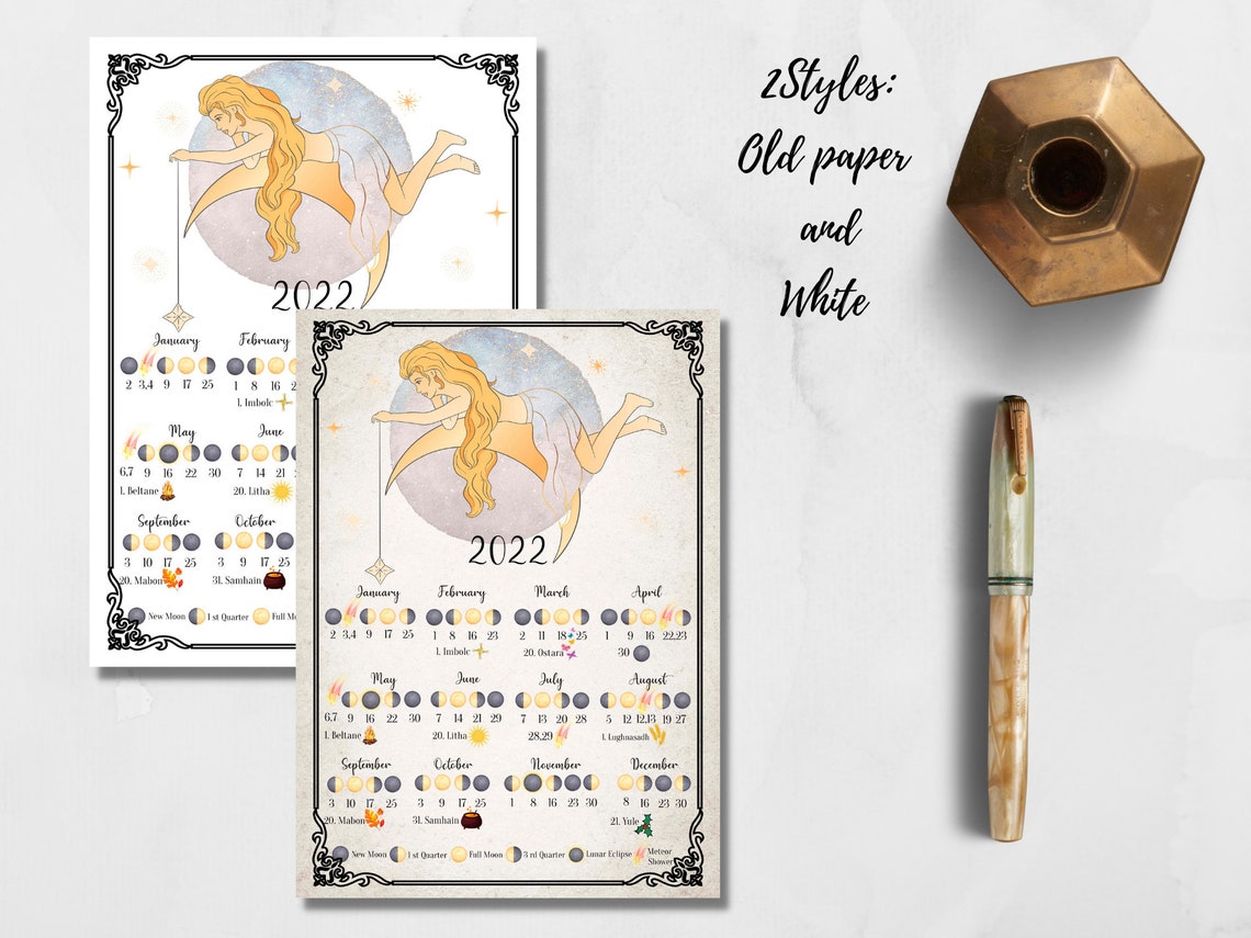 Moon Calendar 2022 Lunar Calendar 2022 2022 Calendar Etsy UK