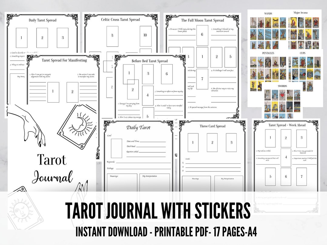 Tarot Journal With Stickers Printable, Printable Journal Pages - Etsy