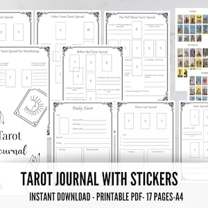 Tarot Journal with stickers printable, Printable Journal Pages