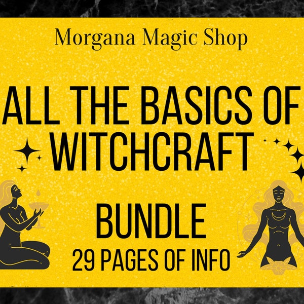 ALL The Basics of Witchcraft Bundle, druckbare Grimoire-Seiten - Anfänger-Hexen-Bundle, 29 druckbare Grimoire-Seiten