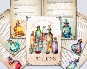 Potions. Beautiful pages for your Book Of Shadows. Instant download.