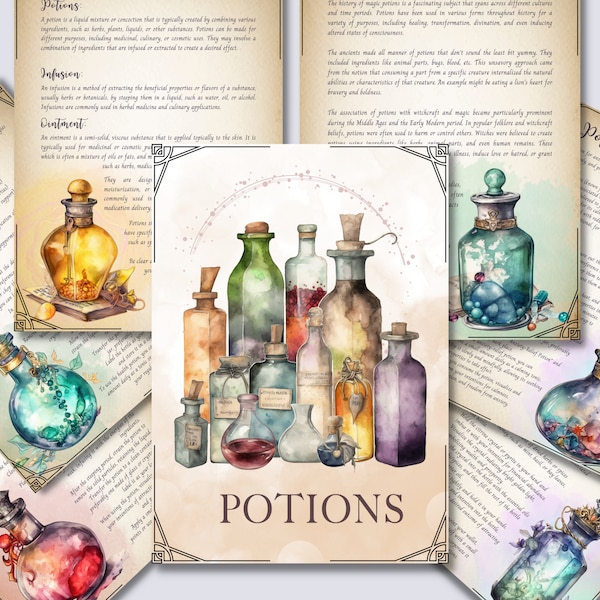 Potions Book of Shadows Pages: Printable Grimoire (Digital Download)