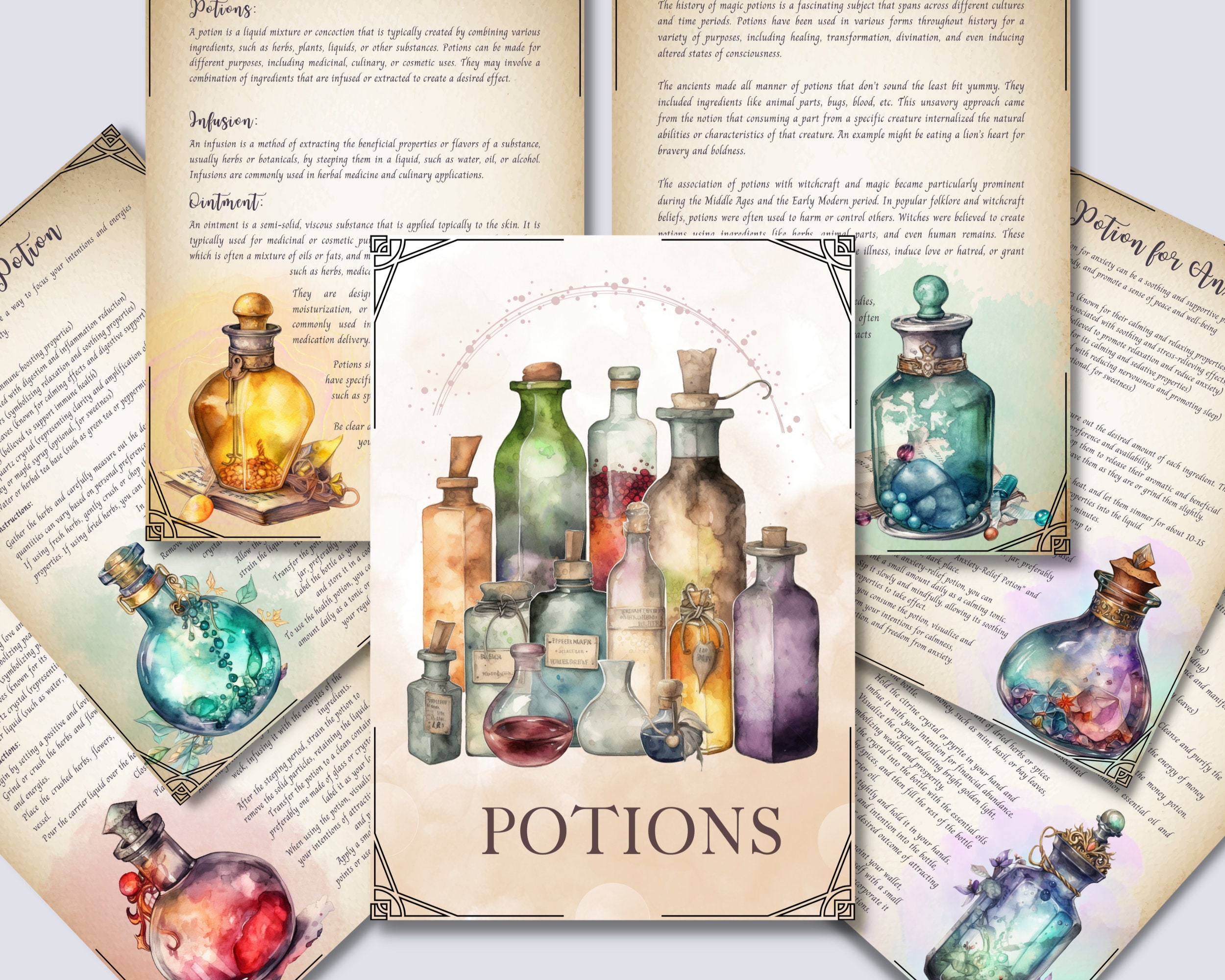 Potions Book of Shadows Pages: Printable Grimoire (Digital Download)