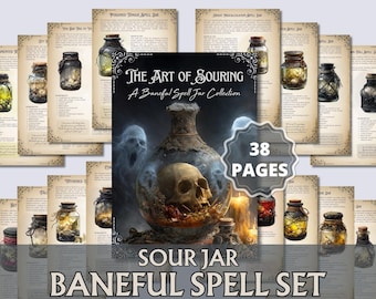 Saures Glas Zauber & unheilvolle Magie | Hexen-Ritual | Druckbares Dark Grimoire PDF