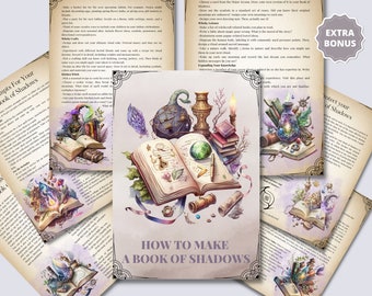 How to make a Book Of Shadows + BONUS (BOS dividers pages). Beautiful pages. Instant download.