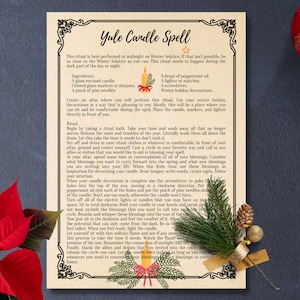 Yule Candle Spell, Grimoire page, Instant download, Book Of shadows page, Yule
