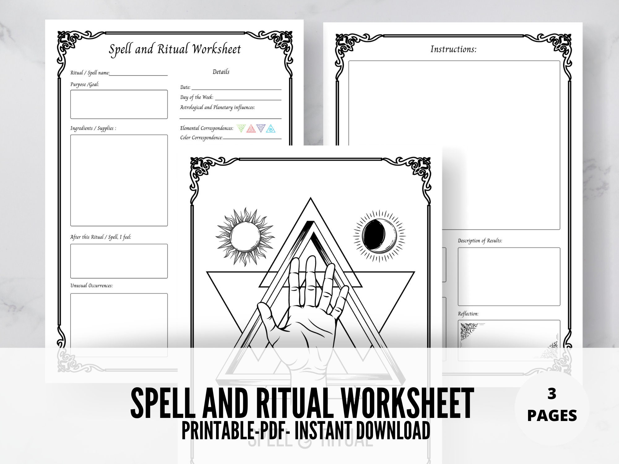 Spell & Ritual Templates: Printable Book of Shadows Worksheet (PDF) - Etsy