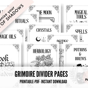 Grimoire Divider Pages: Witchcraft Book of Shadows Inserts (PDF)