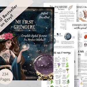 Das schönste und vollständigste Grimoire für Baby-moderne Hexen. Volle Farbe. A4,A5,Letter-Format. Sofortiger Download.
