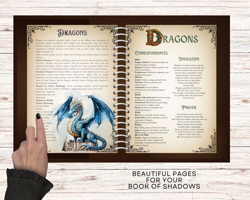 Dragon Invocation Mythical Bestiary Grimoire Pages – Dragons, Griffins, Phoenix, Kraken ...
