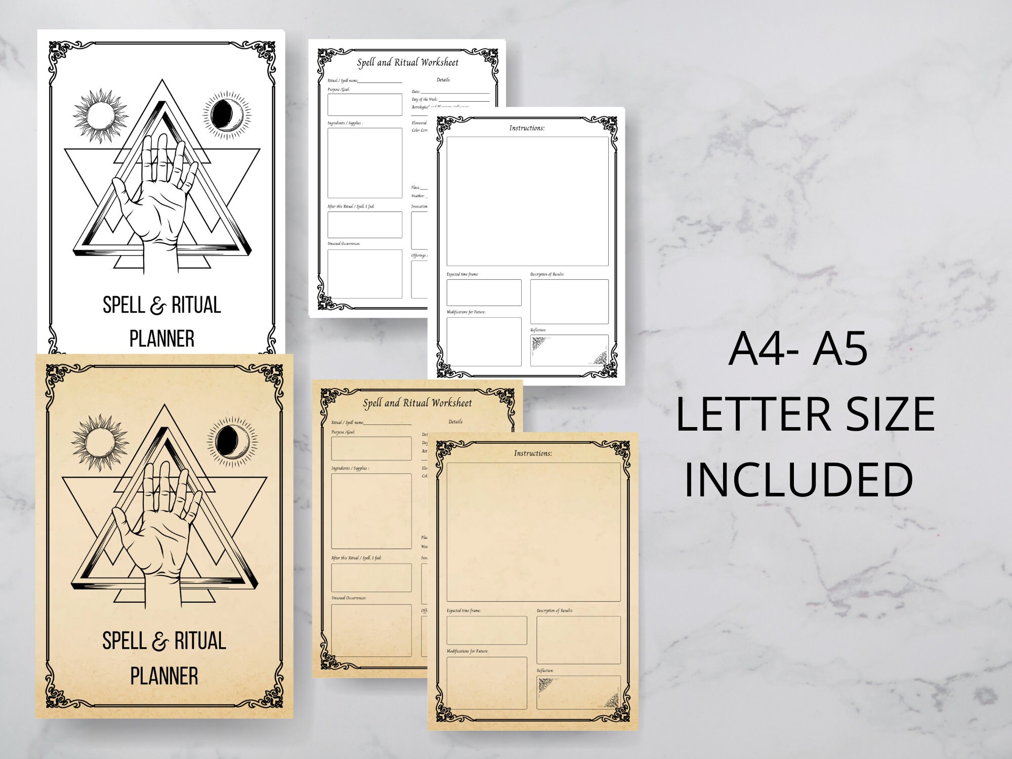 SPELL & RITUAL TEMPLATES 3 Pages Record Your Spells and Etsy Australia