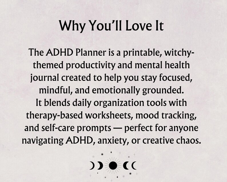 ADHD Planner Printable PDF | Witchy Planner | Digital Focus Journal | Productivity Planner | GoodNotes | Instant Download afbeelding 9