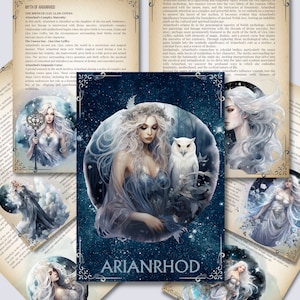 Arianrhod. Maangodin. Prachtige pagina's voor je Schaduwboek. Afdrukbaar.