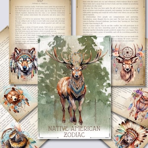 Native American Sternzeichen. Tiere. Wunderschöne Seiten für das Buch der Schatten. Sofortiger Download.