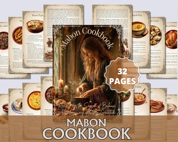 Mabon Cookbook Printable | Kitchen Witch Recipes PDF | Autumn Equinox Recipe Book | Book of Shadows | Pagan Cookbook