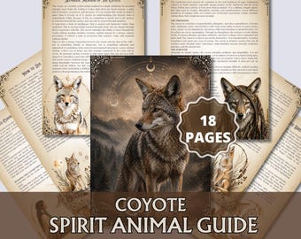 Coyote Grimoire Pages Printable, Spirit Animal Guide, Coyote Rituals, Sigils, Oracle Spread, Witchcraft PDF