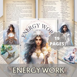Energy Work Grimoire PDF | Printable Book of Shadows Pages | Chakra, Cleansing, Shielding, Grounding & Healing Guide