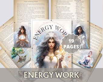 Grimorio de trabajo energético (PDF) / Libro de las Sombras imprimible / Guía de chakras, limpieza, protección, conexión a tierra y sanación