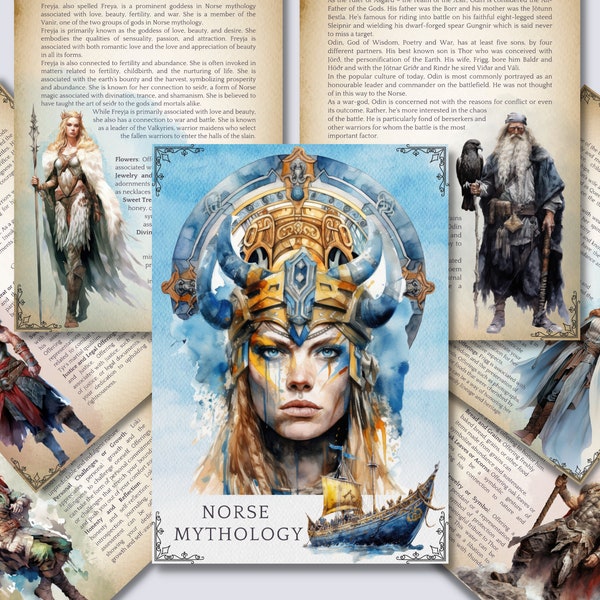 Norse Mythology. Gods & Monsters. Beautiful pages for your Book Of Shadows. Instant download.