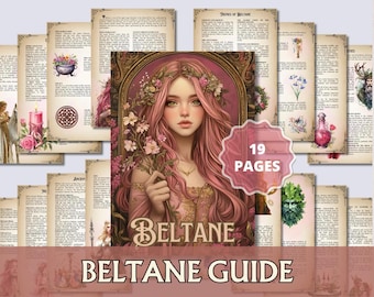 Beltane Grimoire Seiten | Feuer Festival Printable | Buch der Schatten PDF | Wicca Sabbat, heidnische Liebe & Fruchtbarkeit, Rad des Jahres