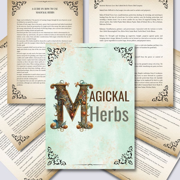 87 Pages, Herbs and Their Magical Properties List, Herbal Magick, Herbalism, Witchcraft Basics, Printable Herbs Pages, Book Of Shadows