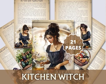 Kitchen Witch Grimoire Pages PDF | Digital Book of Shadows | Printable Witchcraft Guide for Hearth & Home Magic