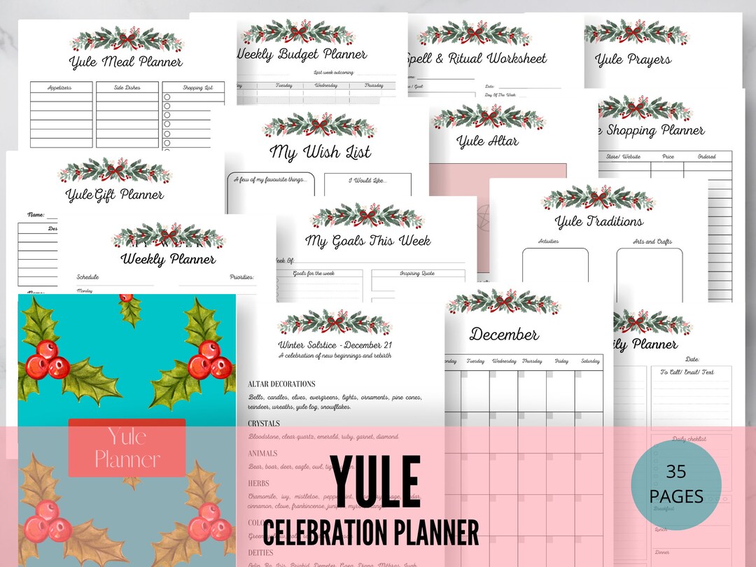 Undated Yule Planner Printable PDF, Printable Holiday Planner, Yule ...