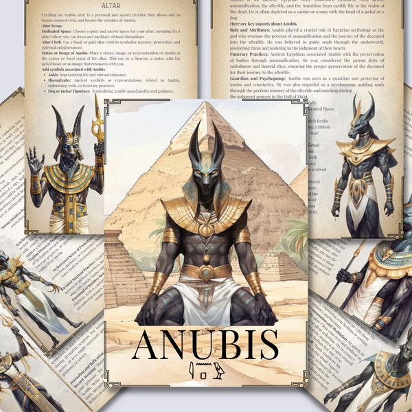 Anubis. Egyptian God. Beautiful pages for your Book Of Shadows. Printable