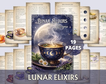 Mondelixier Rezepte, Witchy Kräutertee Ratgeber, Grimoire zum Ausdrucken