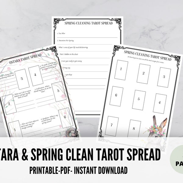 Ostara Tarot Spread,  BOS Pages,  Digital Download, Spring clean tarot spread