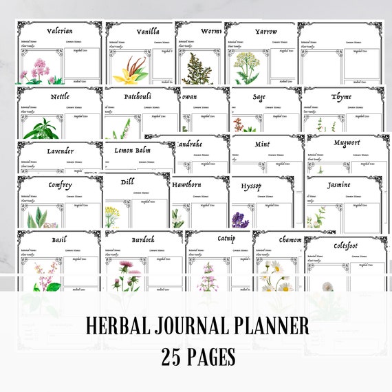 25 pages WITCH'S HERBAL Journal Planner Etsy