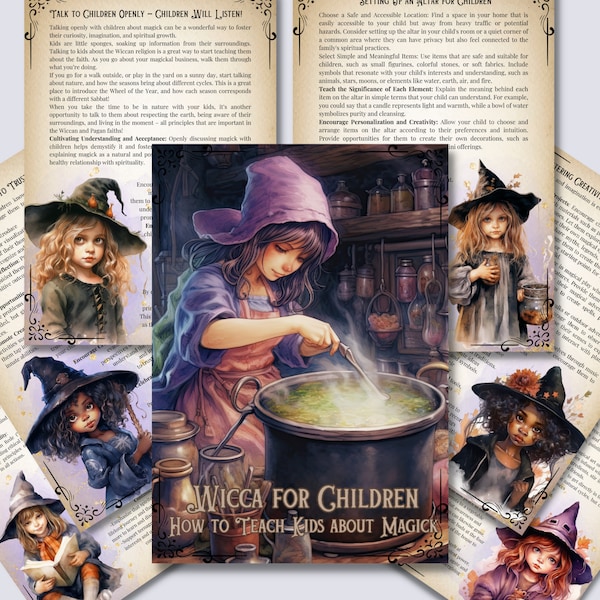 Wicca for Children. How to Teach Kids about Magick. Basics. Beautiful pages for your Grimoire or Book Of Shadows. Printable.