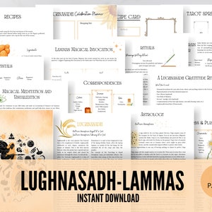 Pagine del Grimorio di Lughnasadh Lammas, Festività pagane, Stampabili delle streghe, Stampabili del Grimorio, Ruota dell'anno, Pagine del Sabbat