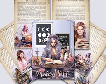 Modern Witch. Beautiful pages for your Grimoire or Book Of Shadows. Printable