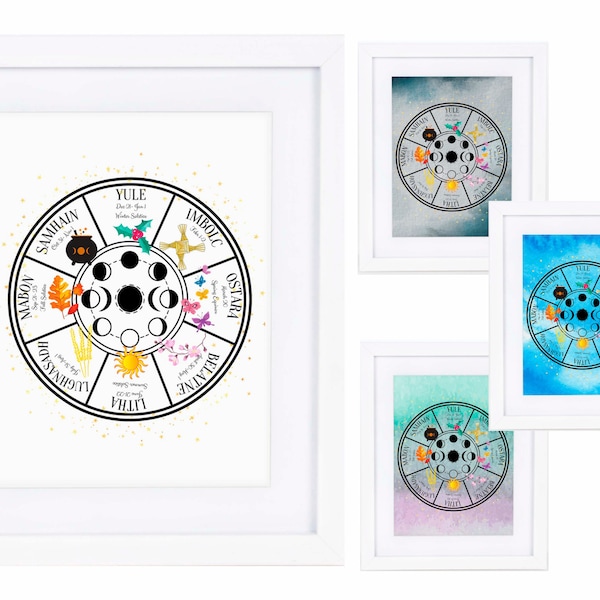 4 Styles Book of Shadows Wheel of the Year Printable JPG Download