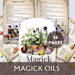 Magical Oils Grimoire Printable | Essential Oil Witchcraft Guide | 50+ Oils, Ritual Uses, Elements, Crystals & Chakras | Oils Cheat sheets