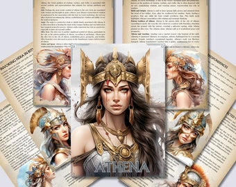 アテナ・グリモア・ページ：ギリシャの知恵の女神（印刷可能なPDF）