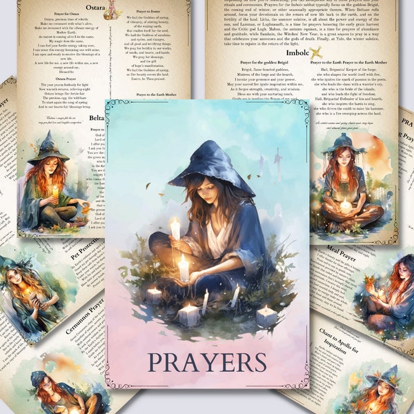 Pagan Prayers. Basics. Beautiful pages for your Book Of Shadows. Instant download.