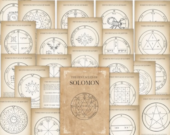 The PENTACLES of SOLOMON BUNDLE 61 Pages, Seven Pentacles of the Key of Solomon, Solomon Seals, Pentagram of Solomon